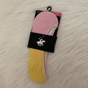 One Pair Beverly Hills Polo Socks PINK YELLOW